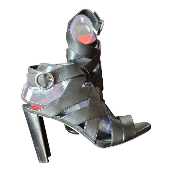 Michael Kors Black Leather Alana Sandals Open Toe Women's Size 9 US - Picture 1 of 8